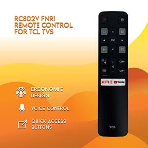 RC802V FMR1 Original Voice Remote for TCL Android TV 40S330 32S330 43S434 50S434 55S434 65S434 75S434 32S6500A 65P8S 65P8 55P8S 55P8 55EP680 50P8S 50P8 40A325 49S6800 32S6510S 32A325 (YouTube)