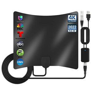 TV Antenna, 2023 Newest HDTV Indoor Digital TV Antenna 450 Miles Range with Amplifier Signal Booster 4K HD Free Local Channels Support All Television -15ft High Performance Coax Cable