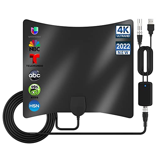 TV Antenna, 2023 Newest HDTV Indoor Digital TV Antenna 450 Miles Range with Amplifier Signal Booster 4K HD Free Local Channels Support All Television -15ft High Performance Coax Cable