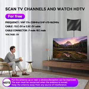 TV Antenna, 2023 Newest HDTV Indoor Digital TV Antenna 450 Miles Range with Amplifier Signal Booster 4K HD Free Local Channels Support All Television -15ft High Performance Coax Cable