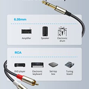 VIOY 1/4 to Dual RCA Audio Cable, Gold Plated Copper Shell Heavy Duty 6.35mm Quarter Inch Male TRS Jack to 2 RCA Phono Male Stereo Y Insert Splitter Adapter……