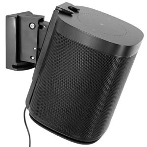 mount-it! adjustable speaker wall mount compatible with sonos one, one sl and play:1 low-profile, adjustable tilt and swivel speaker mount, single, black (mi-sb434)
