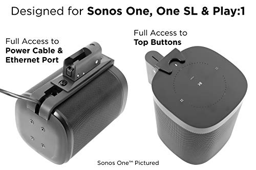 Mount-It! Adjustable Speaker Wall Mount Compatible with SONOS One, One SL and Play:1 Low-Profile, Adjustable Tilt and Swivel Speaker Mount, Single, Black (MI-SB434)