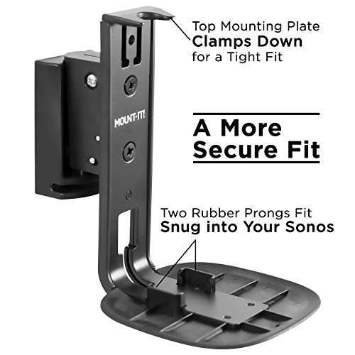 Mount-It! Adjustable Speaker Wall Mount Compatible with SONOS One, One SL and Play:1 Low-Profile, Adjustable Tilt and Swivel Speaker Mount, Single, Black (MI-SB434)