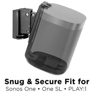 Mount-It! Adjustable Speaker Wall Mount Compatible with SONOS One, One SL and Play:1 Low-Profile, Adjustable Tilt and Swivel Speaker Mount, Single, Black (MI-SB434)