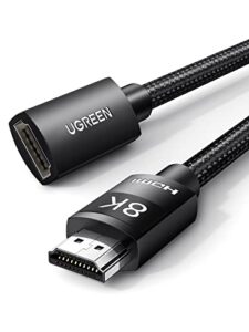 ugreen hdmi extender 8k hdmi extension cable 2.1 ultra high speed cord 4k hdmi male to female adapter compatible with macbook pro 2021/ps5/xbox series x/roku tv/uhd tv/blu-ray, 1.5ft