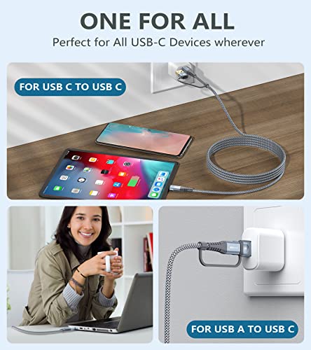 USB-C to USB-C Cable 6.6FT PD 100w MacBook iPad Pro/Air Charger 2 in 1 USB A/C to USB-C Nylon Braid Cord for iPad Pro Air 4 5 Mini 6, Samsung Galaxy S23 S22 S21 S20 S10 Note 20 10 LG Moto Pixel PS5