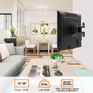 ELIVED TV Wall Mount Small Monitor Mount Bracket with Adjustable Tilt Swivel for Most 13-30 Inch LED LCD OLED TVs, Single Stud Perfect Center Design, VESA Size Up to 100x100mm and Holds up to 33 lbs