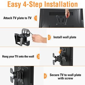 ELIVED TV Wall Mount Small Monitor Mount Bracket with Adjustable Tilt Swivel for Most 13-30 Inch LED LCD OLED TVs, Single Stud Perfect Center Design, VESA Size Up to 100x100mm and Holds up to 33 lbs