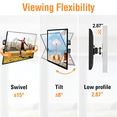 ELIVED TV Wall Mount Small Monitor Mount Bracket with Adjustable Tilt Swivel for Most 13-30 Inch LED LCD OLED TVs, Single Stud Perfect Center Design, VESA Size Up to 100x100mm and Holds up to 33 lbs