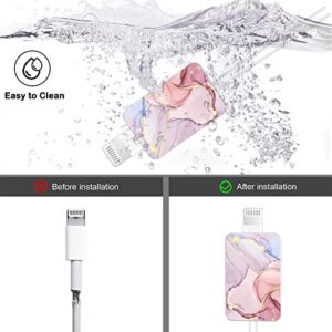 Cute Colorful Cable Protector for iPhone Type-c Charger,Kawaii Luxurious Marble Print Pattern 4 pcs Set Cable Protector for Women Girls,Charging Cord Protector,Cable Chomper,Phone Charger Saver