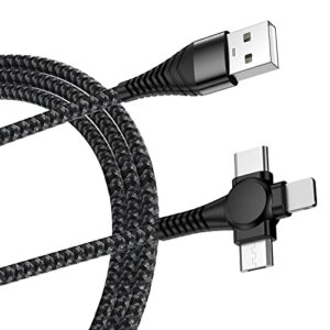 incofan 3 in 1 multi fast charging cable (2pack 4ft) nylon braided multiple connectors universal usb data charger cord for iphone, ipad, samsung, kindle more