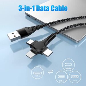 incofan 3 in 1 Multi Fast Charging Cable (2Pack 4FT) Nylon Braided Multiple Connectors Universal USB Data Charger Cord for iPhone, iPad, Samsung, Kindle More