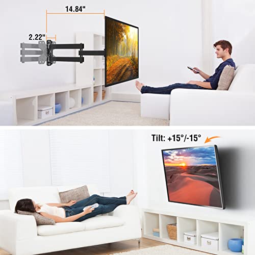 ELIVED TV Wall Mount for Most 13-30 inch TVs and Monitors, Swivel and Tilt Full Motion TV Mount Brackets, Rotation Articulating Extension Arm, Single Stud for Corner, Max VESA 100x100mm, 33 lbs.