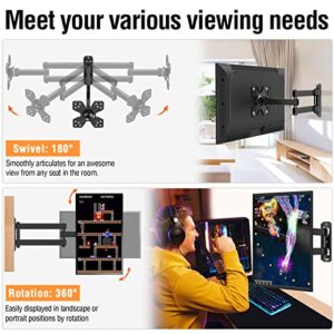 ELIVED TV Wall Mount for Most 13-30 inch TVs and Monitors, Swivel and Tilt Full Motion TV Mount Brackets, Rotation Articulating Extension Arm, Single Stud for Corner, Max VESA 100x100mm, 33 lbs.