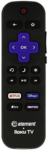 OEM Replacement Remote Control 3226000883 Fit for Element Roku TV Smart 4K Ultra HDTV with Netflix, Disney+, Hulu and Sling Or Apple TV+ or HBOMAX Buttons. (Renewed)