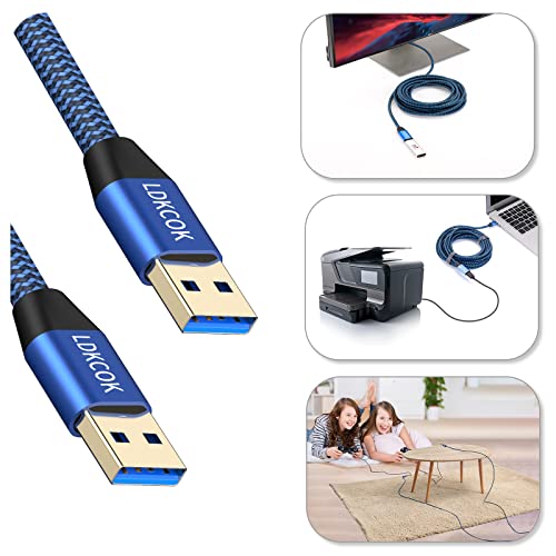 USB to USB Cable 20FT,Durable Braidedfor USB 3.0 Male to Male Type A to Type A Cable Data Transfer Compatible with Hard Drive, Laptop, DVD Player, TV, USB 3.0 Hub, Monitor, Camera, Set Up Box and More