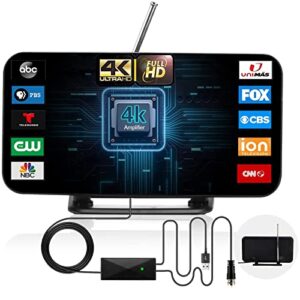 2023 tv antenna digital indoor hdtv antenna 350+ miles range with signal amplifier, digital hd antenna support 4k 1080p vhf uhf all television free local channels, 18ft coax cable/ac adapter
