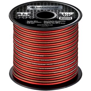 installgear 14 gauge wire awg speaker wire (100ft – red/black) | speaker cable for car speakers stereos, home theater speakers, surround sound, radio, automotive wire, outdoor | speaker wire 14 gauge