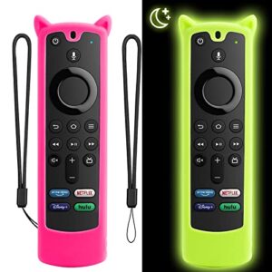 [2 pack] wevove firestick remote cover compatible with alexa voice remote 4k/max/lite (3rd gen), firesticktvs remote case with wrist strap, fire stick cover glow in the dark