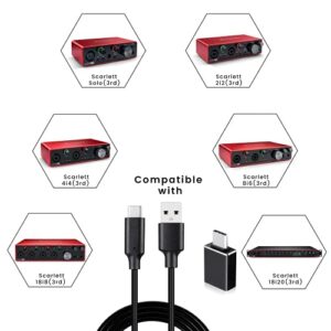 Type C to USB Cable Compatible with Focusrite Scarlett Solo(3rd Gen), Scarlett 2i2(3rd Gen) USB Audio Interface, with USB C Male to USB Female Adapter, 6.6 ft