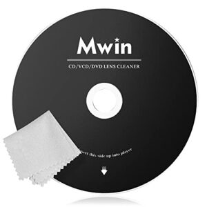 mwin cd cleaner disc for cd player, safe and effective laser lens cleaning disc, cd/vcd/dvd player lens cleaner set for car and home