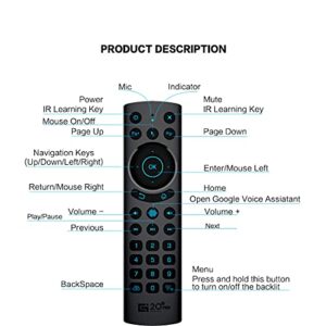 Bluetooth Voice Remote Control,USB Wireless Voice Control Sensing Backlit Air Remote Mouse with IR Learning for Nvidia Shield,PC,Projector,Smart TV,Android TV Box(G20S Pro Plus)