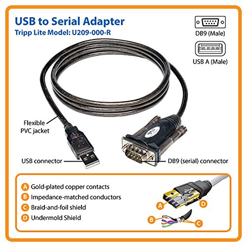 Tripp Lite 5ft USB to Serial Adapter Cable (USB-A to DB9 M/M)(U209-000-R)