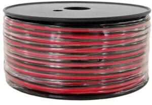 gs power true 20 gauge (american wire ga) 200 feet 99.9% ofc stranded oxygen free copper, red/black bonded zip cord speaker cable for model train car audio amplifier remote relay harness led light