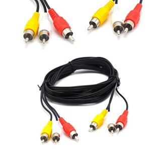 padarsey rca 10ft audio/video composite cable dvd/vcr/sat yellow/white/red connectors 3 male to 3 male