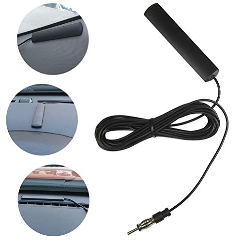 QLOUNI Car Antenna Car Stereo FM Radio Antenna - Car Adhesive Mount Hidden Patch Antenna with 5.5 Yard SMA Antenna Connector Cable - for Vehicle Truck SUV Car