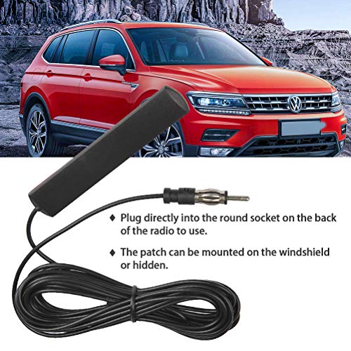 QLOUNI Car Antenna Car Stereo FM Radio Antenna - Car Adhesive Mount Hidden Patch Antenna with 5.5 Yard SMA Antenna Connector Cable - for Vehicle Truck SUV Car