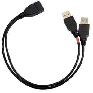 HIGHROCK 30cm USB 2.0 a Power Enhancer Y 1 Female to 2 Male Data Charge Cable Extension Cord(1pc)