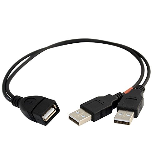 HIGHROCK 30cm USB 2.0 a Power Enhancer Y 1 Female to 2 Male Data Charge Cable Extension Cord(1pc)