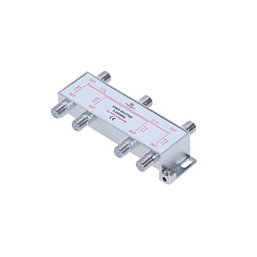 6 Way Bi-Directional 5-2300 MHz Coaxial Antenna Splitter for RG6 RG59 Coax Cable Satellite HDTV (6 Ports)