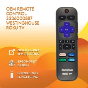 RC-AFIR 3226000887 OEM Remote Control for Westinghouse Roku TV with Shortcut APP Buttons Netflix Disney+ hulu Sling. No Pairing Required.