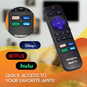 RC-AFIR 3226000887 OEM Remote Control for Westinghouse Roku TV with Shortcut APP Buttons Netflix Disney+ hulu Sling. No Pairing Required.