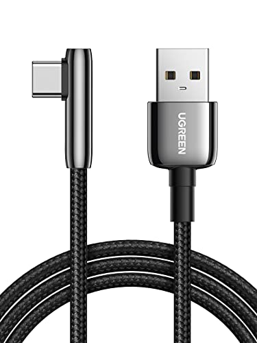 UGREEN USB C Cable Right Angle USB A to USB C Cable Braided Cord Compatible with iPad Pro, Air, Pixel, Galaxy S10 S10+ A13, Honor Note 20, LG V60/50, etc.1.6FT