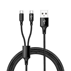 iflash dual port type c splitter charging cable – power up to two usb c devices at once from a single usb a port – ideal for any usb c powered device including galaxy s series, lg v series (black)