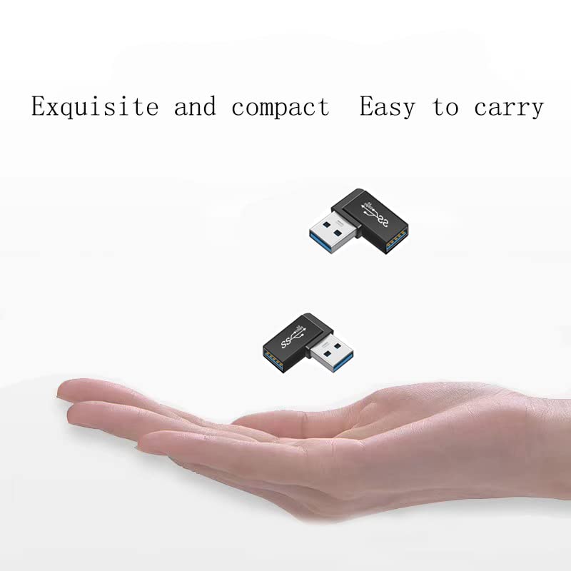 XCZZYB 90 Degree Right Angle USB 3.0 Male to Female Expansion Adapter for Connecting Mobile Hard Disk, U Disk, Wireless Network Card, Camera, Mouse, Keyboard, etc. - Black 2pack