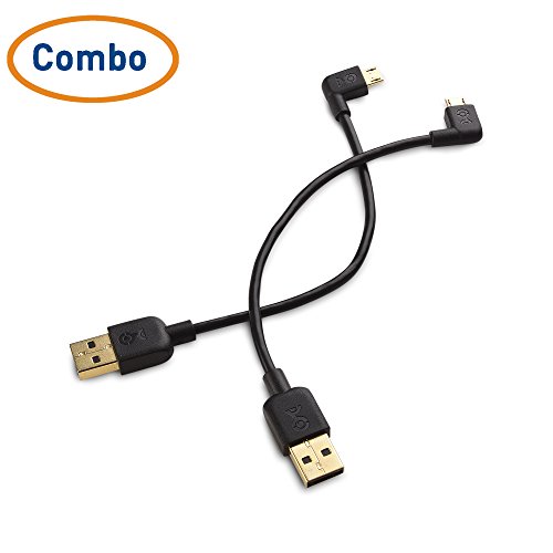 Cable Matters Combo-Pack Right Angle USB Cable for TV Stick and Power Bank 6 Inches - 90 Degree USB to Micro USB Cable for Roku TV Stick and More