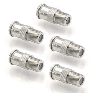 vce coaxial cable quick connector, quick push on male to f-type female coax extender nickel plated adapter for rg6 coaxial cable, rv, satellite dish, tv, 5 pack