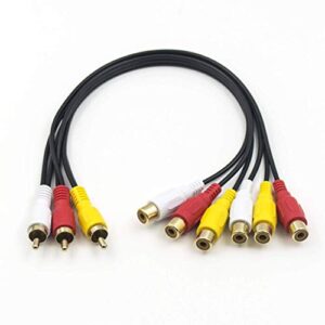 duttek rca splitter cable, av splitter 3 rca male jack to 6 rca female plug rca y splitter extension audio video av adapter cable 30cm/11.8 inch