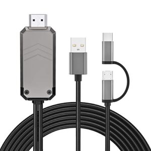 renkchip 2-in-1 usb c/micro usb to hdmi cable for all android phone, 6.6ft mhl to hdmi adapter 1080p hd hdtv mirroring &charging cable to tv/projector/monitor