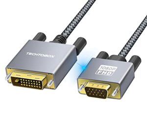 techtobox active dvi to vga,6ft dvi-d to vga male to male cable dvi-d 24+1 to vga adapter supports 1080p fhd compatible for computer,graphics card to old monitor,tv,kvm