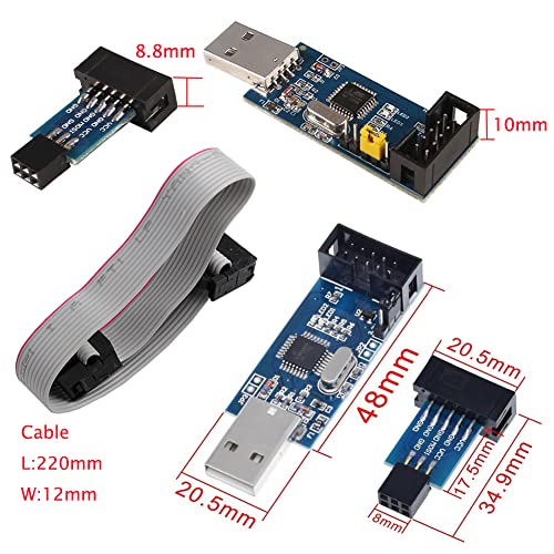 Geekstory for ATMEL 51 AVR USB ISP ASP Microcontroller Programmer Downloader with Cable + 10Pin to 6Pin Adapter Board for Ender 3 or Ender 3 Pro