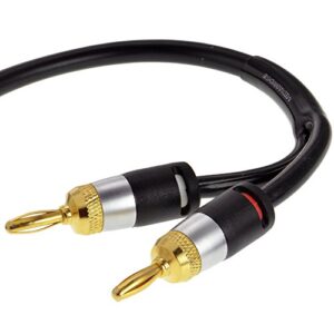 mediabridge™ 16awg ultra series speaker cable with dual gold plated banana tips (6 feet) – cl2 rated – high strand count copper (ofc) construction – black [new & improved version] (part# swt-06b)
