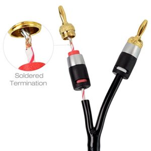 Mediabridge™ 16AWG Ultra Series Speaker Cable with Dual Gold Plated Banana Tips (6 Feet) - CL2 Rated - High Strand Count Copper (OFC) Construction - Black [New & Improved Version] (Part# SWT-06B)