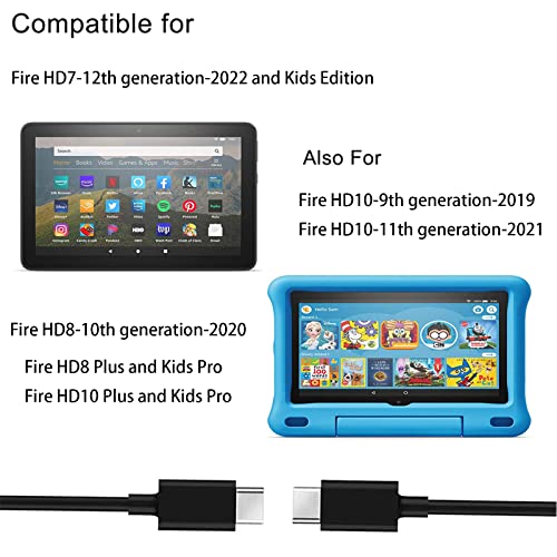 5Ft USB C Charger for New Fire HD 7-12th Gen/Fire HD 8-10th Gen/Fire HD 10-9th 11th Gen and Fire HD7 8 10Plus,Kids Edition,Kids Pro