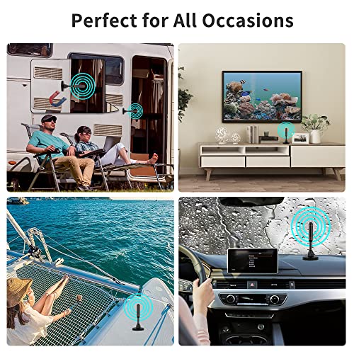 TV Antenna for Smart TV HDTV Antenna Indoor Digital TV Antenna with 2 Amplifier Signal Booster, 16.5ft Cable, 360° Reception, Strong Magnetic Base, 1 Replaceable Antenna Heads - Support 4K 1080P TV